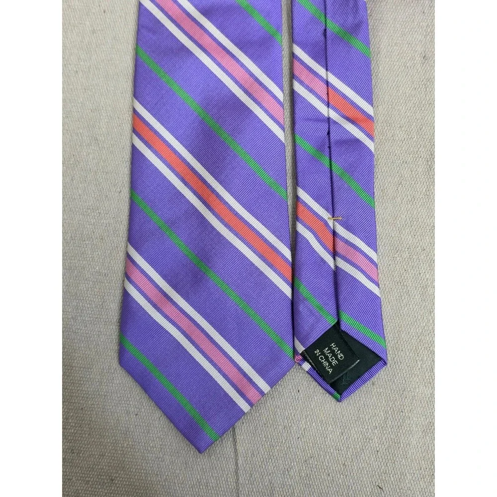 Lauren Ralph Lauren Mens Silk Tie Purple‎ Green Pink Orange Striped Necktie